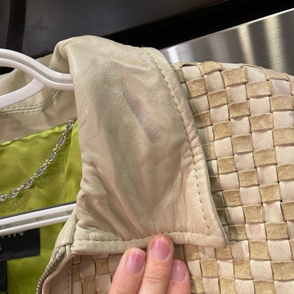 Sage green genuine leather St. John jacket size medium - Picture 7 of 14